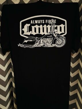 Always Ride Lowrider Motorcycle Graphic Tee - Black & Cream